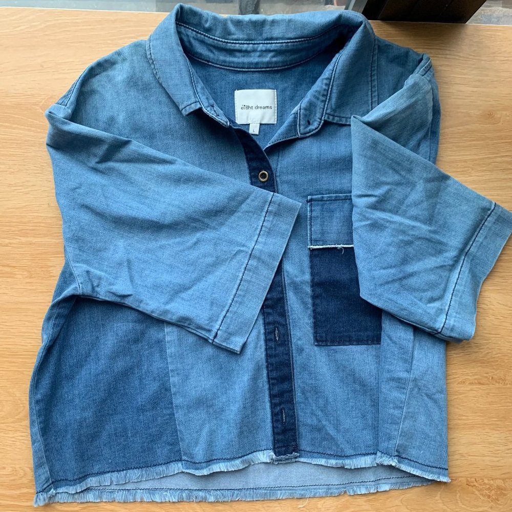 Revolve Ei8ht Dreams Color Block Crop Button Up - image 5